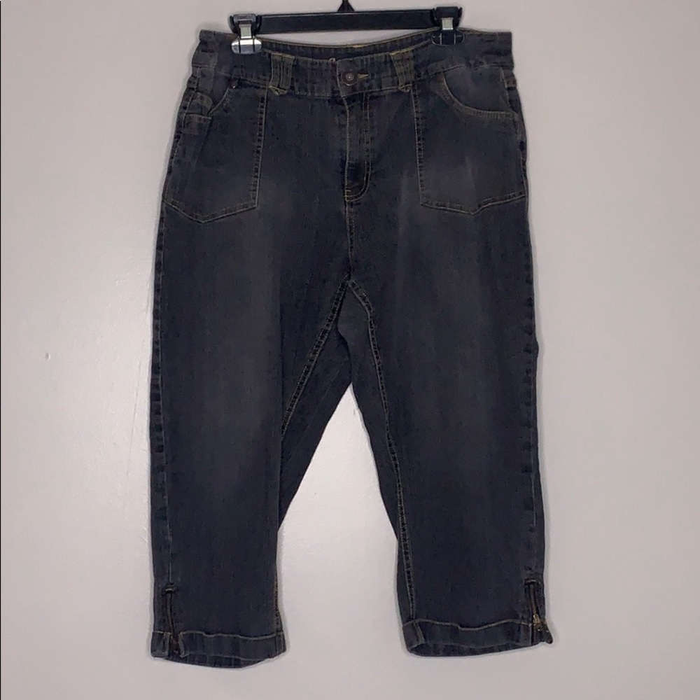 AVENUE plus Cuffed Cropped Denim Women’s Jeans 14 black